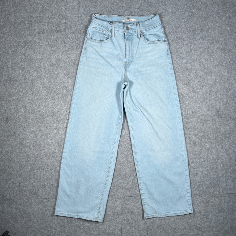 Levi Strauss denim jeans womens 25x27 Light Blue High Rise Wide Leg Waterless